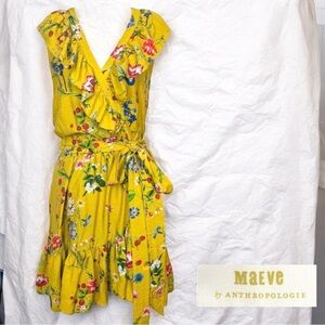 Anthropologie Maeve Strawberry & Floral-Wrap Mini Dress Size S